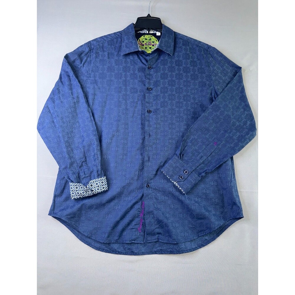 Robert Graham Cullen Jacquard Luxe Casual Button Up Flip Cuff Men Shirt Sz XL